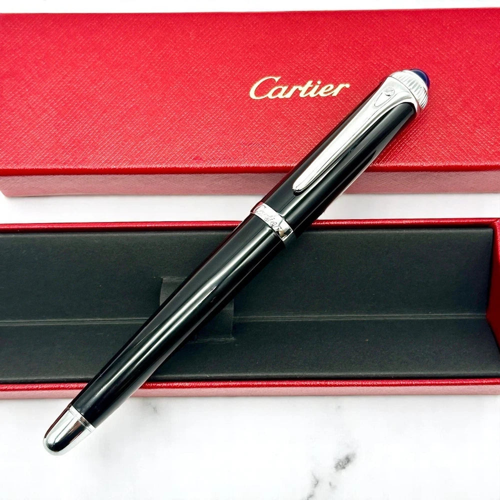 CARTIER BLACK COMPOSITE SILVER EXECUTIVE ROLLERBALL PEN RARE AD VIP GIFT