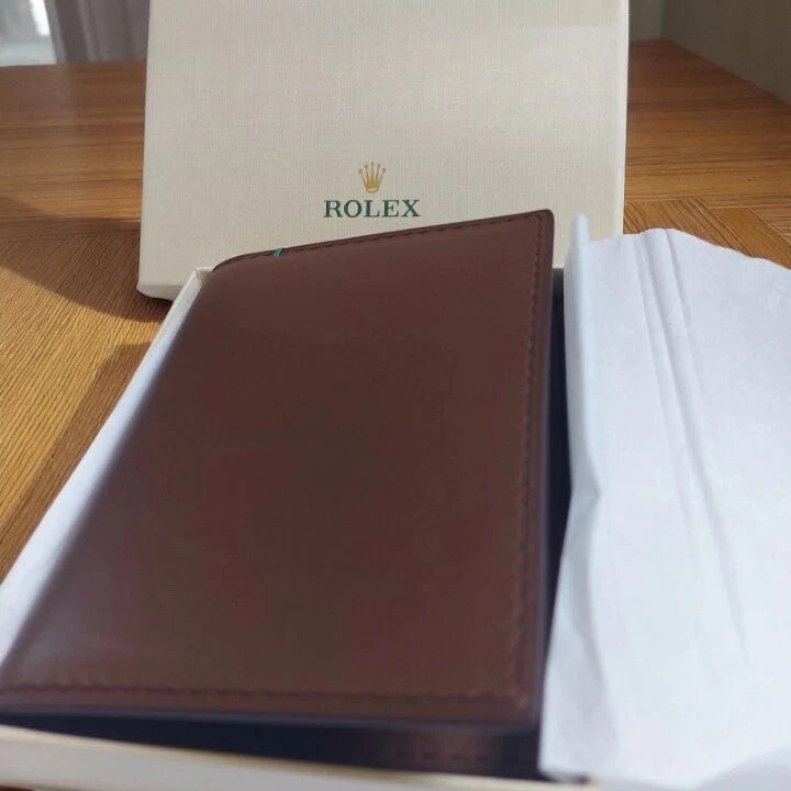 OFFICIAL ROLEX NOVELTY CREDIT CARD BILLFOLD HOLDER BROWN LEATHER AD GIFT