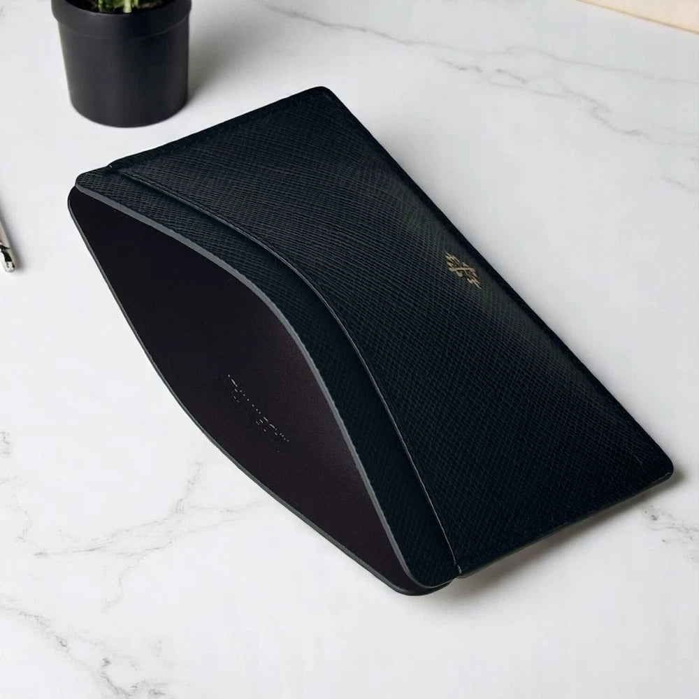 PATEK PHILIPPE GOLD EMBLEM CARDHOLDER–BLACK LEATHER