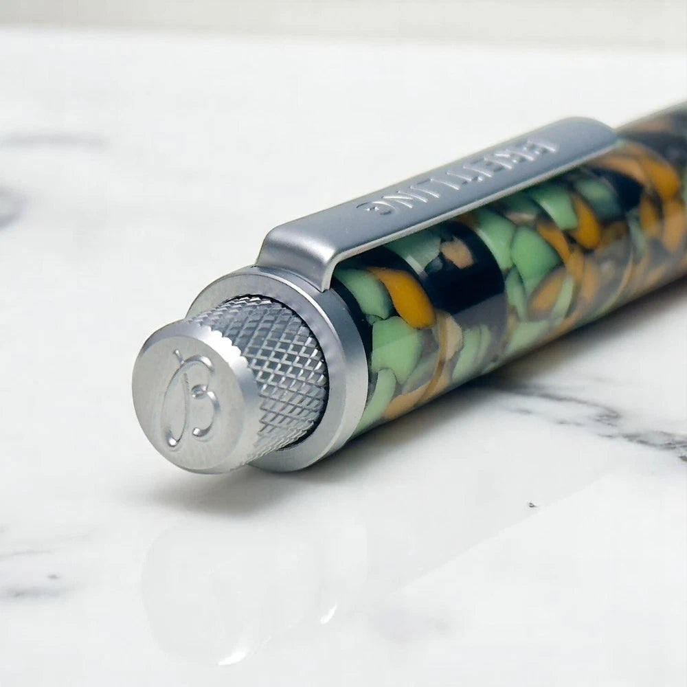 BREITLING MOSAIC SWIRLED BALLPOINT PEN GREEN ORANGE, AND BLACK DESIGN