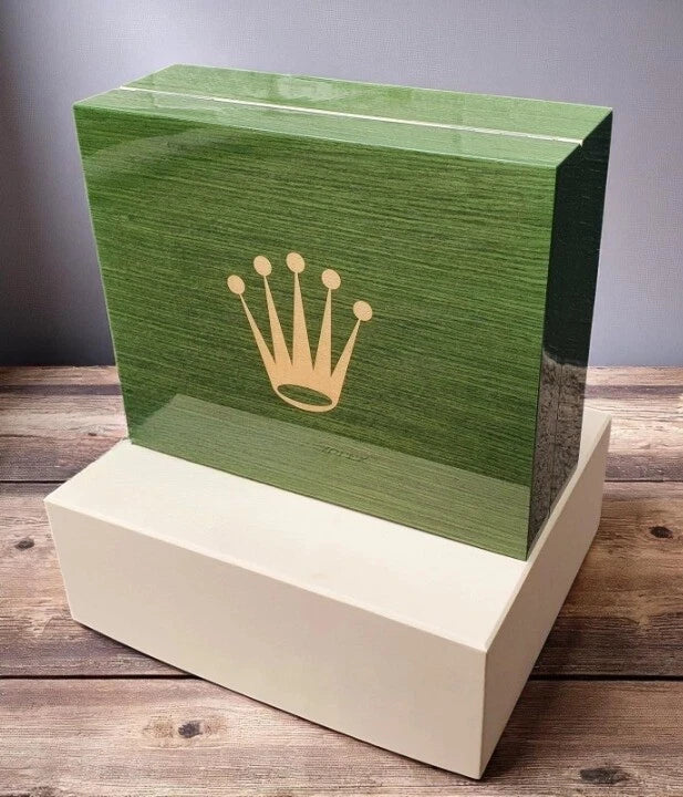 ROLEX WOODEN WATCH BOX – GREEN BIG CROWN, AUTHENTIC & RARE