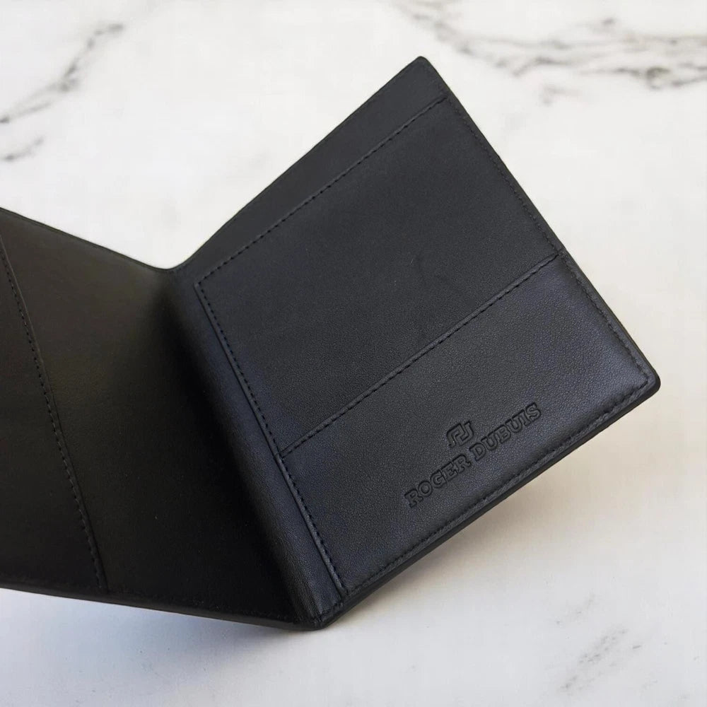 ROGER DUBUIS INTRECCIATO LEATHER PASSPORT HOLDER – BLACK – VIP GIFT – BOXED
