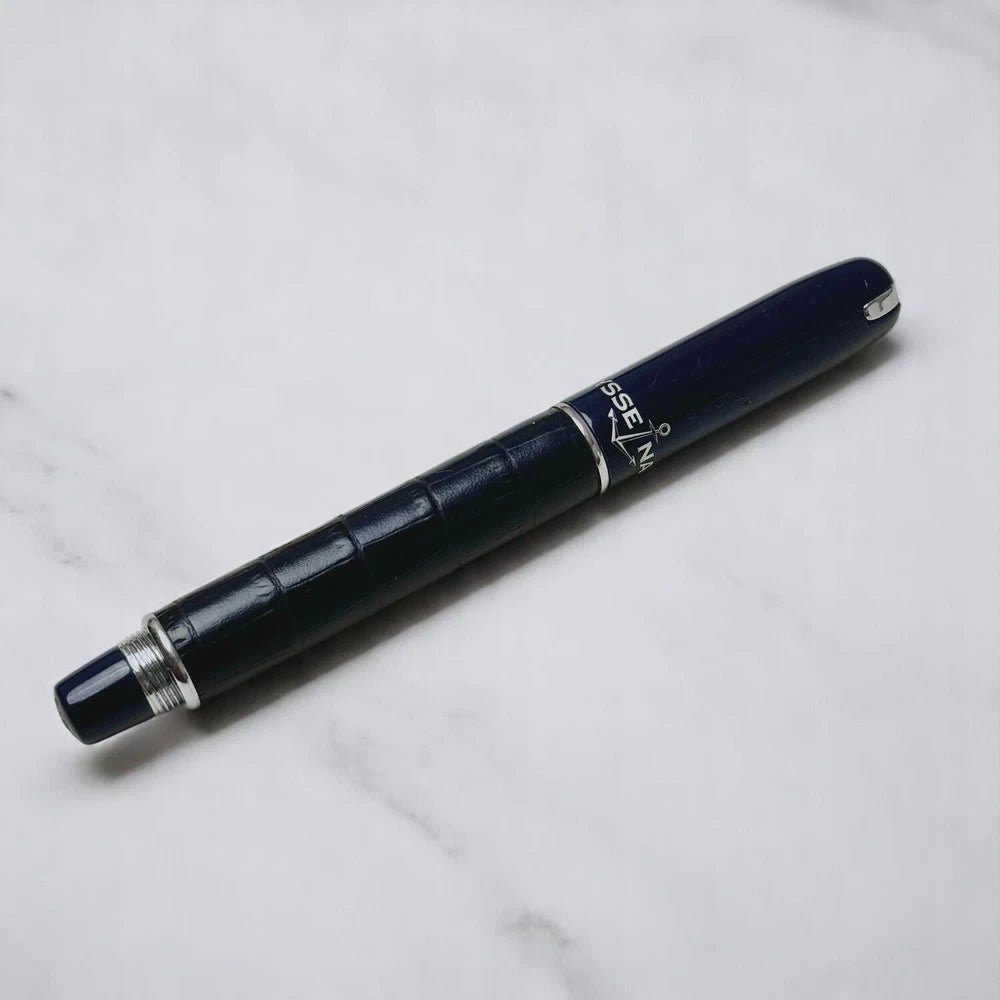 ULYSSE NARDIN ROLLER BALL PEN BLUE MARINE LEATHER AUTHENTIC GENUINE WITH SLEEVE