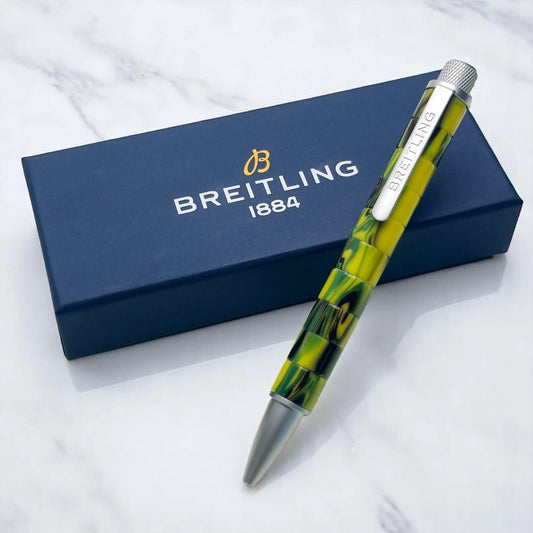 BREITLING MOSAIC VERDANT BALLPOINT PEN YELLOW & GREEN MARBLE DESIGN
