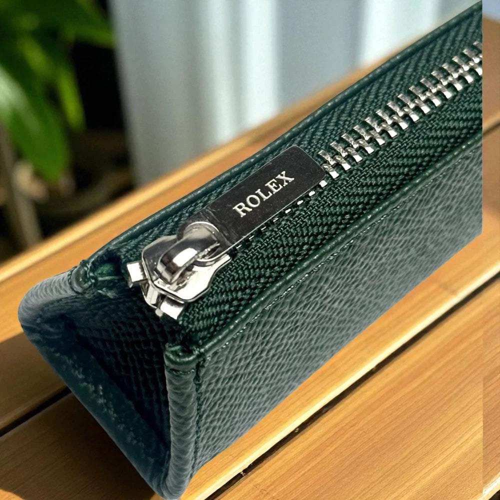 ROLEX GREEN LEATHER PEN POUCH – VIP AD GIFT | ELEGANT PENCIL HOLDER