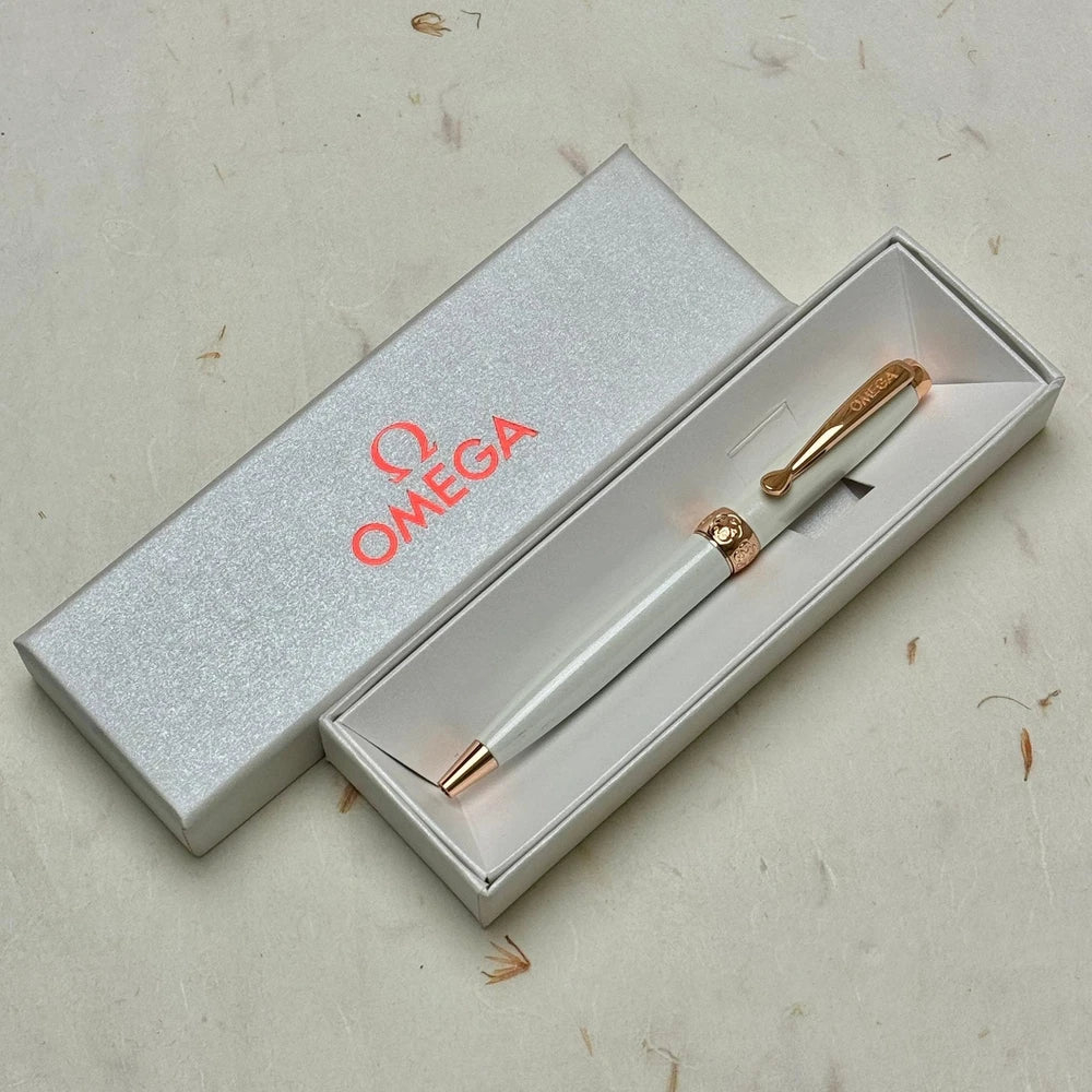 OMEGA COLLECTORS PEN, WHITE & ROSE GOLD, MODEL 001 FOR WATCH ENTHUSIASTS