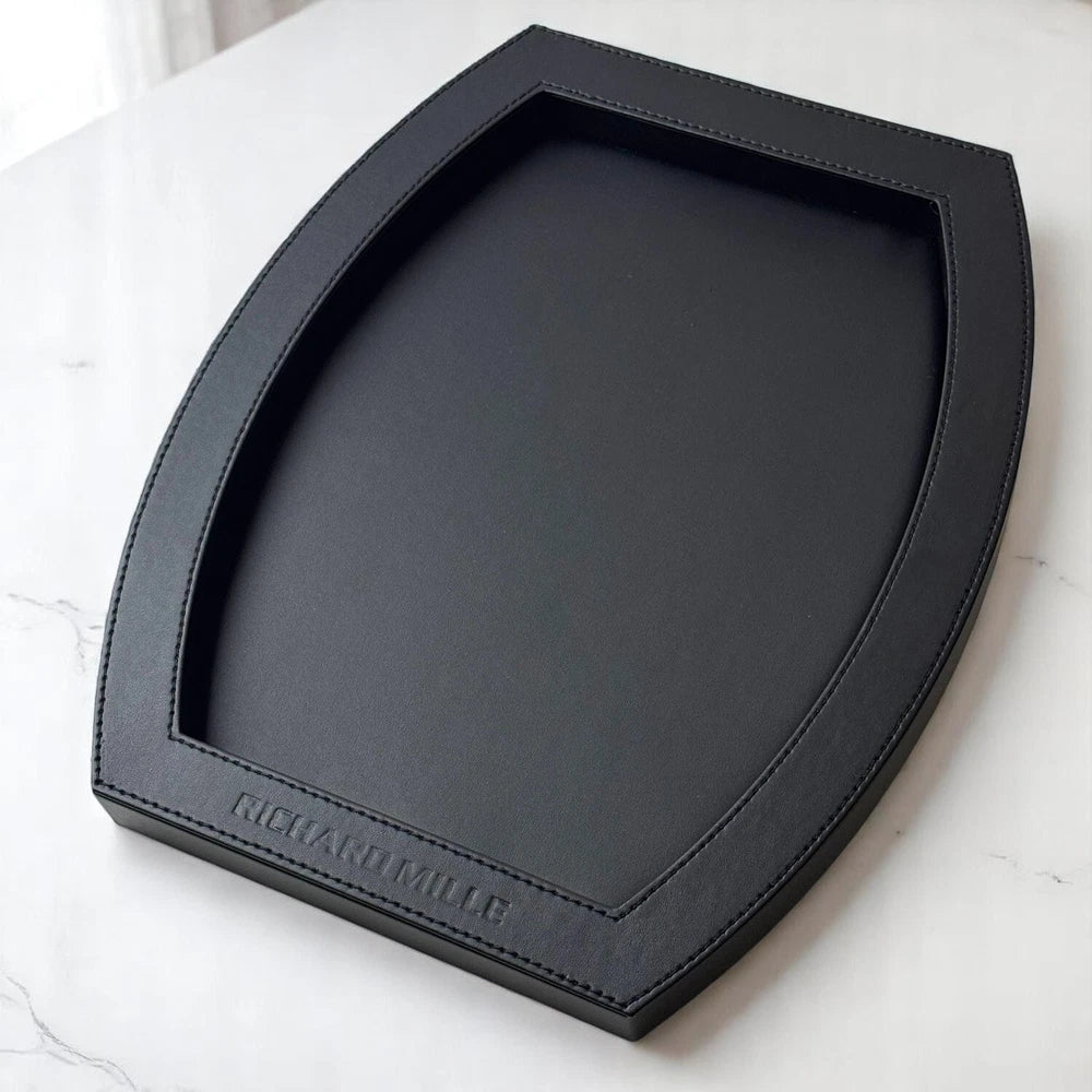 RICHARD MILLE NOIR LEATHER WATCH PRESENTATION TRAY – LUXURY DISPLAY ACCESSORY