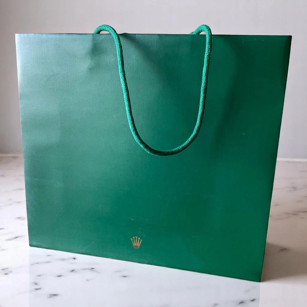 SET OF 3 ROLEX OFFICIAL BOUTIQUE SHOPPING BAG XL GREEN SWISS MADE GIFT PACKAGING