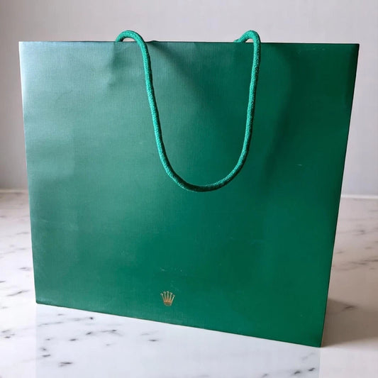 SET OF 3 ROLEX OFFICIAL BOUTIQUE SHOPPING BAG XL GREEN SWISS MADE GIFT PACKAGING