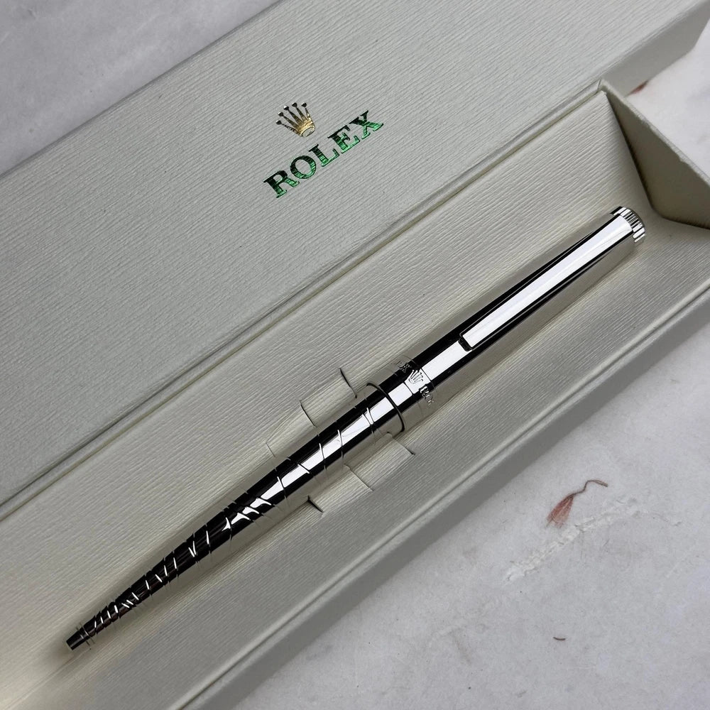 ROLEX PLATINUM SILVER PEN WITH WAVE RIPPLE DESIGN