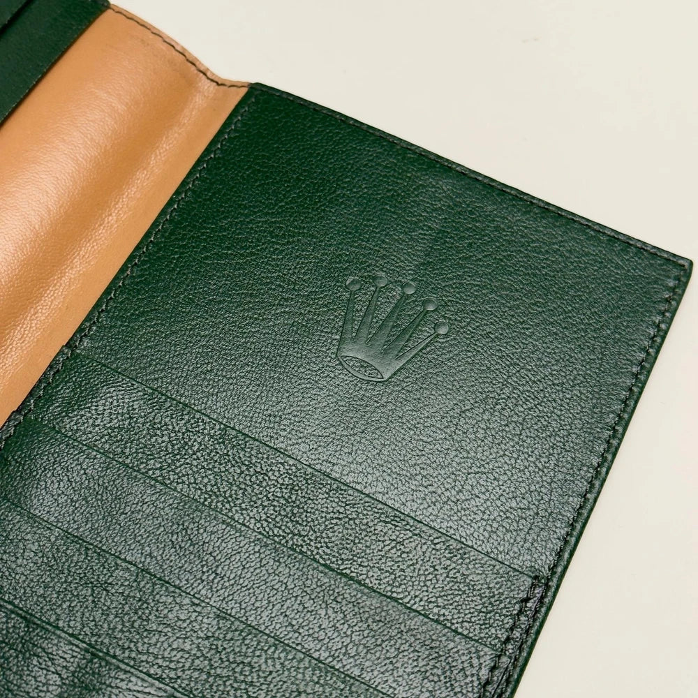 ROLEX VINTAGE GREEN LEATHER PASSPORT HOLDER FOR LUXURY TRAVEL | TIMELESSLY ELEGA