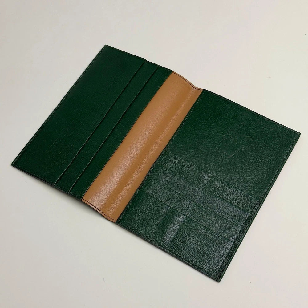 ROLEX VINTAGE GREEN LEATHER PASSPORT HOLDER FOR LUXURY TRAVEL | TIMELESSLY ELEGA