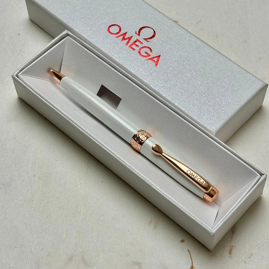OMEGA COLLECTORS PEN, WHITE & ROSE GOLD, MODEL 001 FOR WATCH ENTHUSIASTS