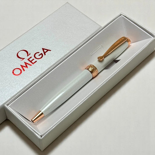 OMEGA WHITE BALLPOINT PEN – ROSE GOLD