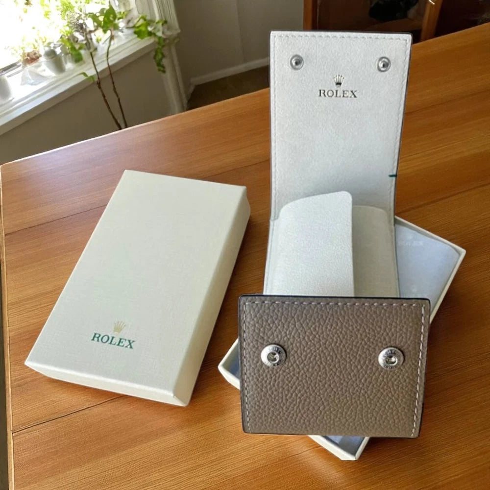 AUTHENTIC ROLEX WATCH TRAVEL CARRY POUCH CASE GREY CALFSKIN LEATHER AD GIFT