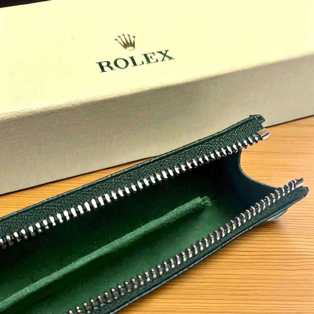 ROLEX GREEN LEATHER PEN POUCH – VIP AD GIFT | ELEGANT PENCIL HOLDER