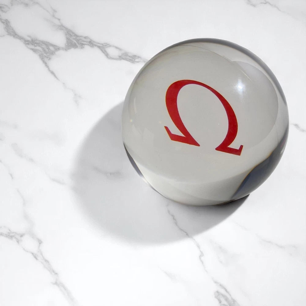 OMEGA RED EMBLEM CRYSTAL SPHERE DISPLAY – BOUTIQUE COLLECTION