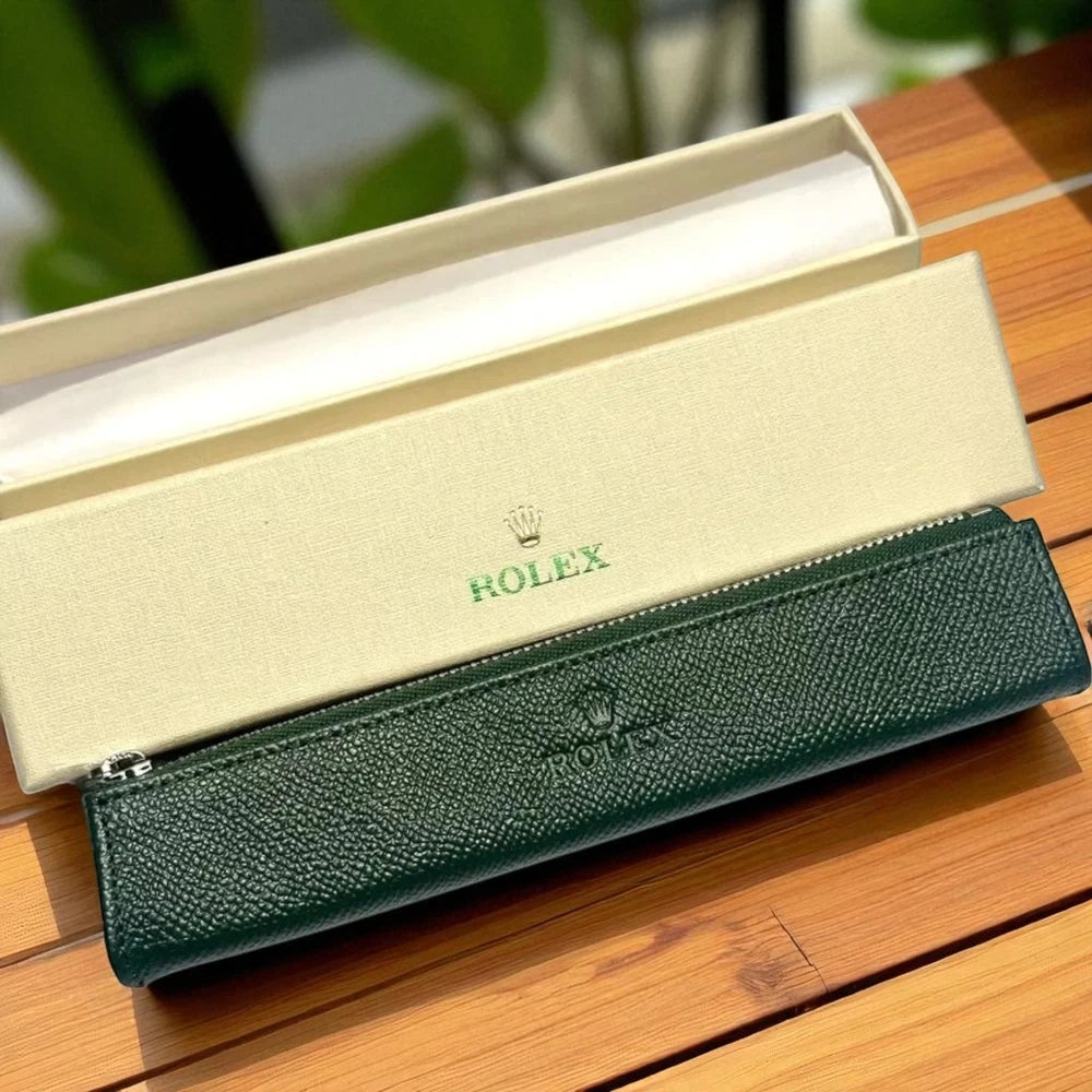 ROLEX GREEN LEATHER PEN POUCH – VIP AD GIFT | ELEGANT PENCIL HOLDER