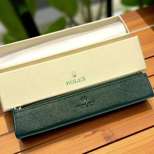 ROLEX GREEN LEATHER PEN POUCH – VIP AD GIFT | ELEGANT PENCIL HOLDER