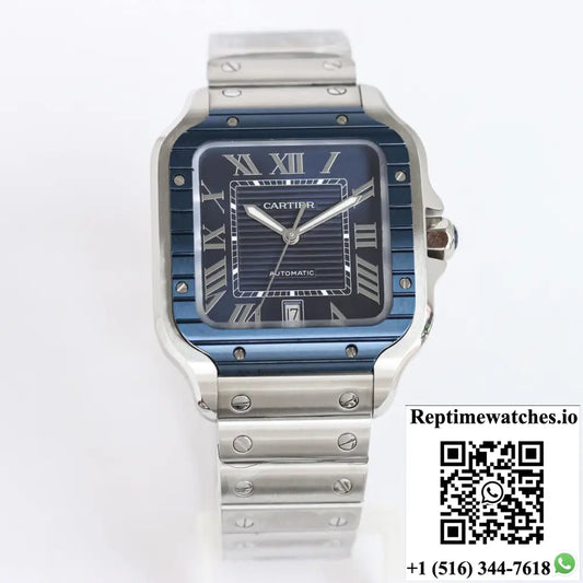 Santos De Cartier GF Factory Stainless Steel Blue Dial - Watches