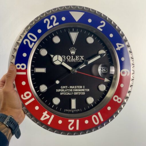 ROLEX GMT MASTER 2 – PEPSI RL11 DELUXE METAL WALL CLOCK 35 CM