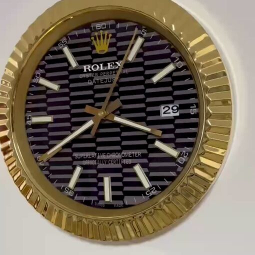 DATEJUST – ROSE GOLD- BLACK – 3 DELUXE METAL WALL CLOCK 35 CM