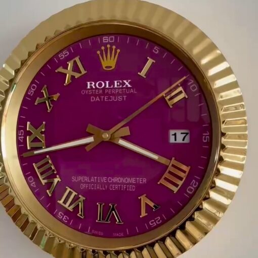 DATEJUST – ROSE GOLD – PURPLE EDITION 35 CM DELUXE METAL WALL CLOCK