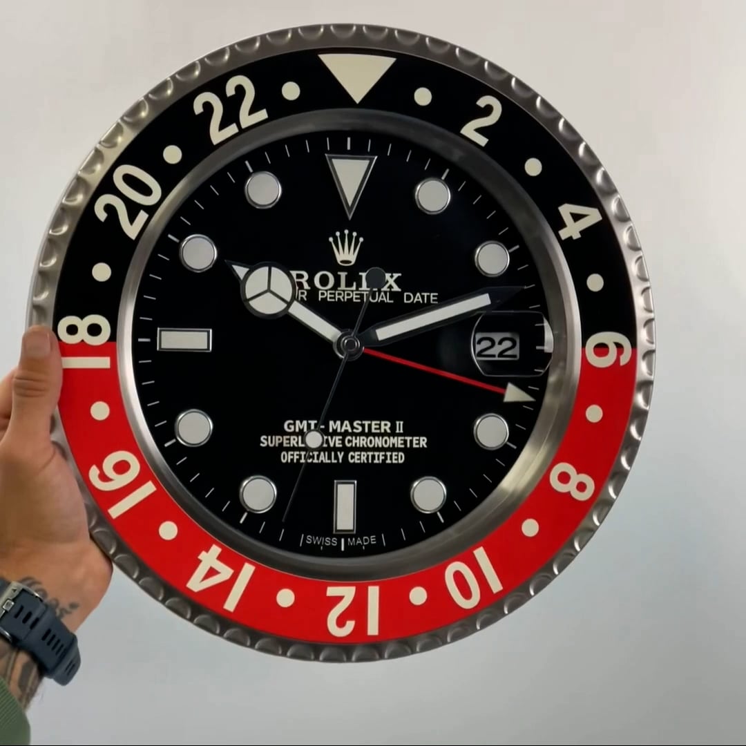 ROLEX GMT MASTER 2 COKE – RL-12 DELUXE METAL WALL CLOCK, 35 CM