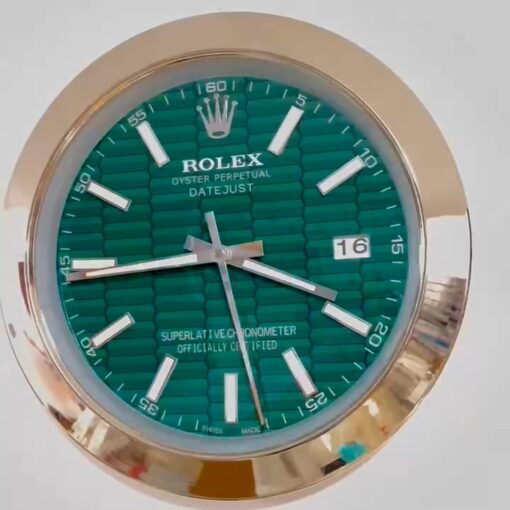 DATEJUST – SILVER – GREEN – 3 DELUXE METAL WALL CLOCK 35 CM