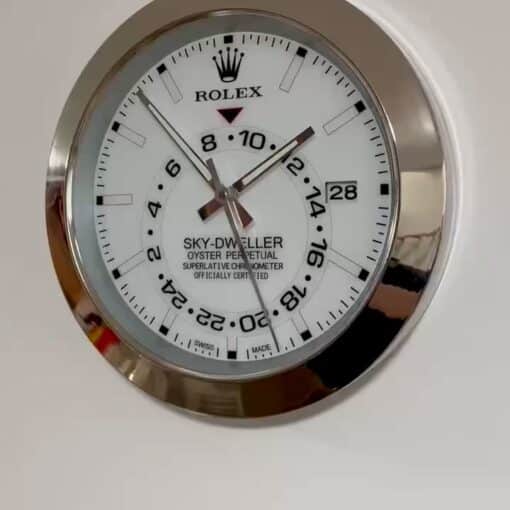 SKY DWELLER – SILVER – WHITE EDITION 35 CM DELUXE METAL WALL CLOCK