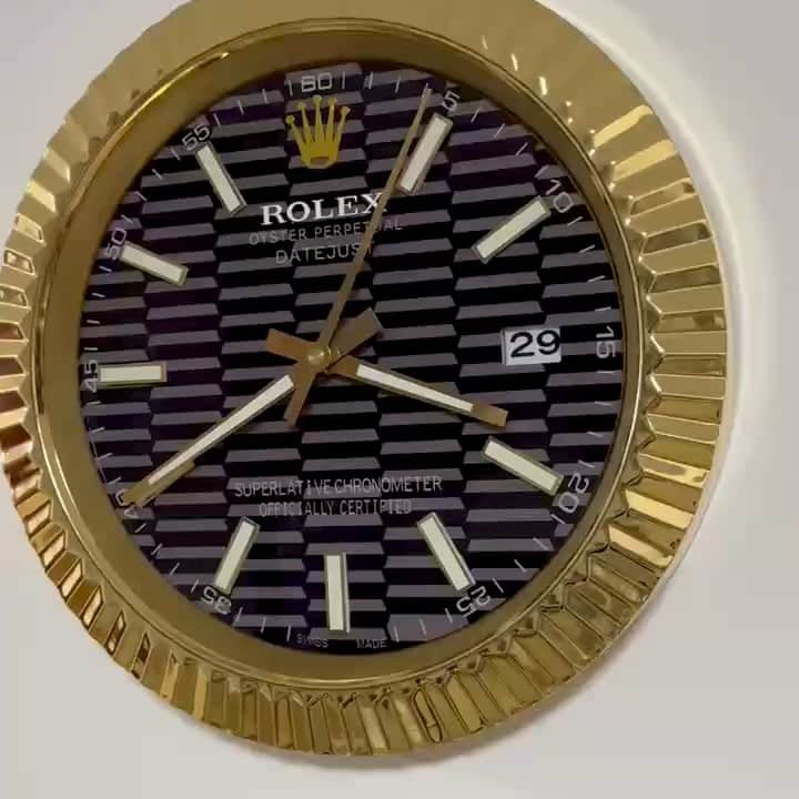 DATEJUST – ROSE GOLD- BLACK – 3 DELUXE METAL WALL CLOCK 35 CM