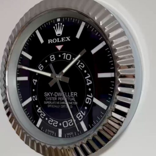 SKY DWELLER – ROSE SILVER – BLACK – 2 EDITION 35 CM DELUXE METAL WALL CLOCK