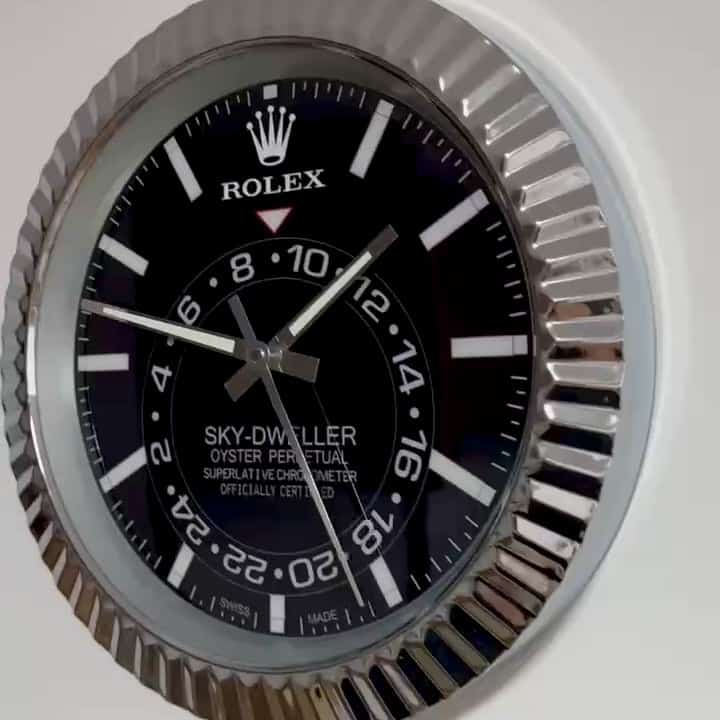 SKY DWELLER – ROSE SILVER – BLACK – 2 EDITION 35 CM DELUXE METAL WALL CLOCK