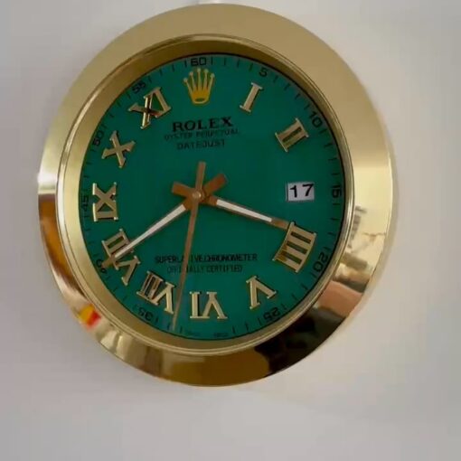 DATEJUST – GOLD – GREEN EDITION 35 CM DELUXE METAL WALL CLOCK