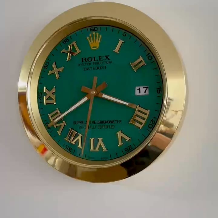 DATEJUST – GOLD – GREEN EDITION 35 CM DELUXE METAL WALL CLOCK