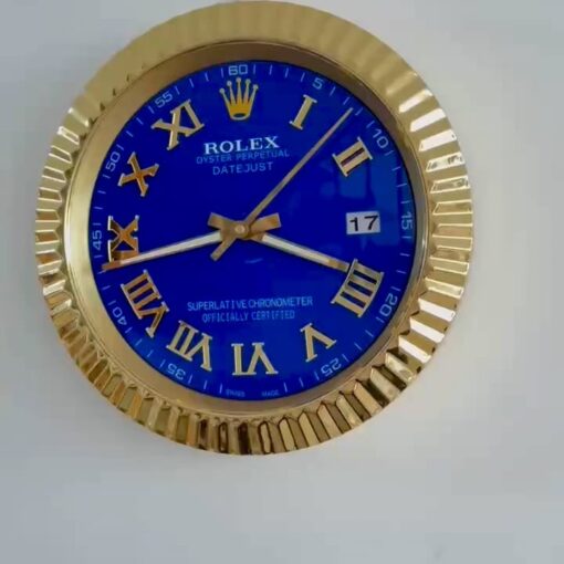 DATEJUST – ROSE GOLD – BLUE DELUXE METAL WALL CLOCK 35 CM