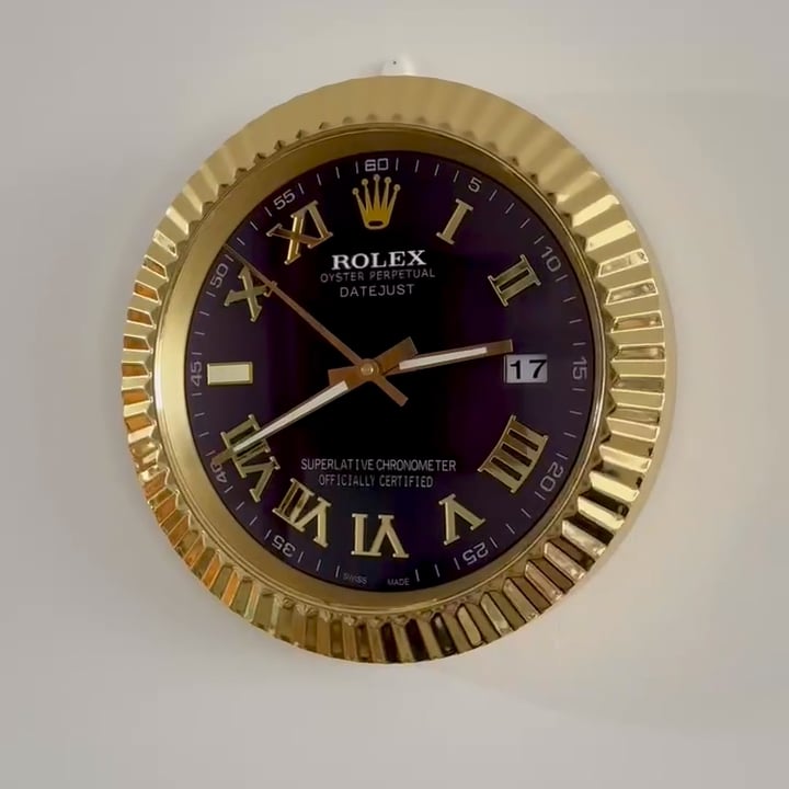 DATEJUST – ROSE GOLD – PURPLE EDITION 35 CM DELUXE METAL WALL CLOCK