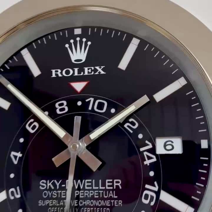 SKY DWELLER – SILVER – BLACK EDITION 35 CM DELUXE METAL WALL CLOCK