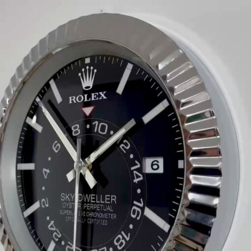 SKY DWELLER – ROSE SILVER – BLACK EDITION 35 CM DELUXE METAL WALL CLOCK