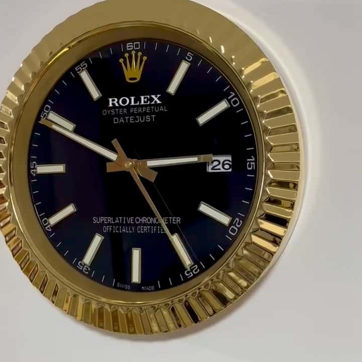DATEJUST – ROSE GOLD – BLACK – 2 DELUXE METAL WALL CLOCK 35 CM