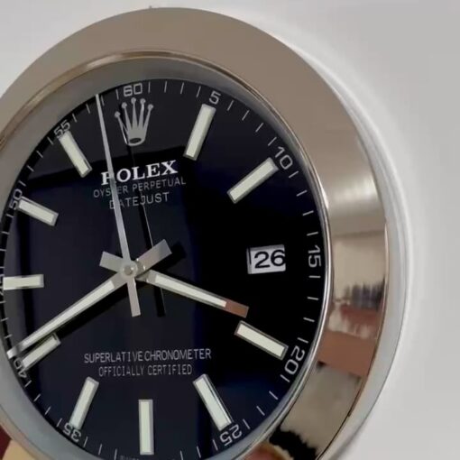 DATEJUST – SILVER – BLACK EDITION 35 CM DELUXE METAL WALL CLOCK