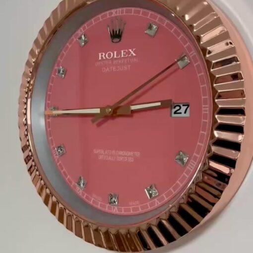 DATEJUST – ROSE GOLD CHROME – PINK EDITION 35 CM DELUXE METAL WALL CLOCK