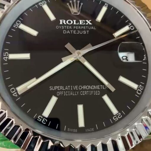 DATEJUST – ROSE SILVER – BLACK DELUXE METAL WALL CLOCK 35 CM