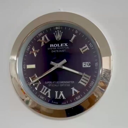 DATEJUST – SILVER – PURPLE EDITION 35 CM DELUXE METAL WALL CLOCK