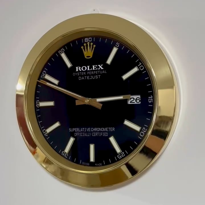DATEJUST – GOLD – BLACK – 2 DELUXE METAL WALL CLOCK 35 CM