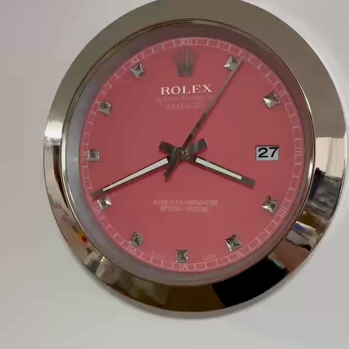 DATEJUST – CHROME – ROSE 6 DELUXE METAL WALL CLOCK, 35 CM