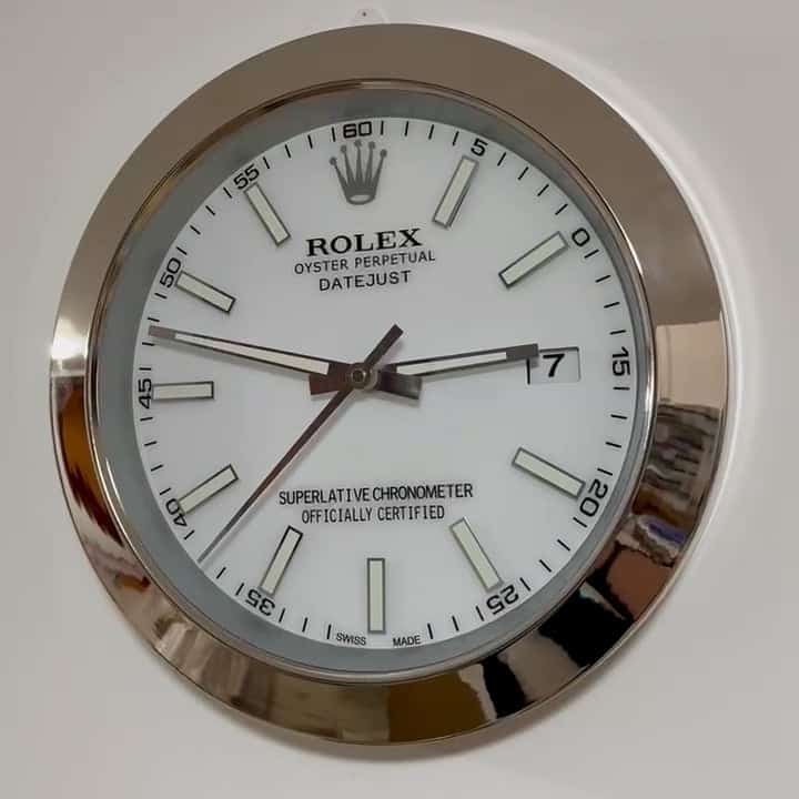 DATEJUST – SILVER – WHITE – 2 DELUXE METAL WALL CLOCK 35 CM