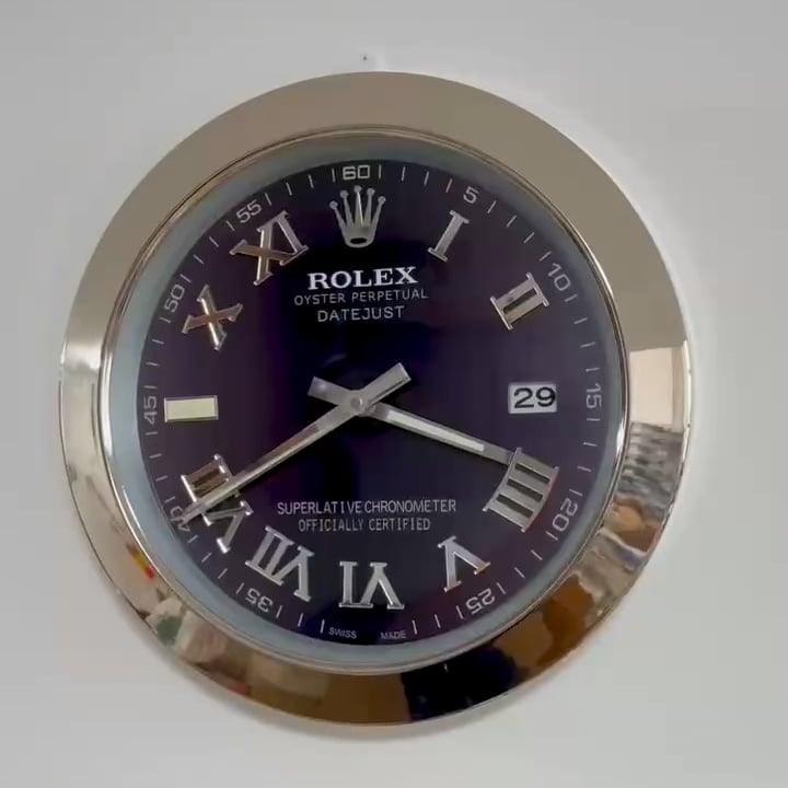DATEJUST – SILVER – PURPLE EDITION 35 CM DELUXE METAL WALL CLOCK