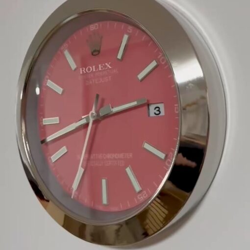 DATEJUST – SILVER – PINK EDITION 35 CM DELUXE METAL WALL CLOCK