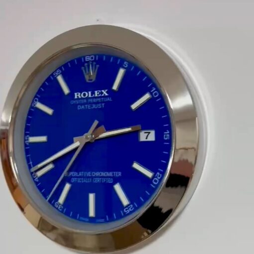 DATEJUST – SILVER – BLUE-2 DELUXE METAL WALL CLOCK, 35 CM